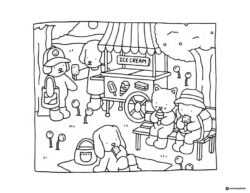 Bobbie Goods animals at ice cream stand coloring sheet