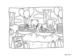 Bobbie Goods animals at pie eating contest coloring