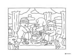 Bobbie Goods animals carving pumpkins for Halloween