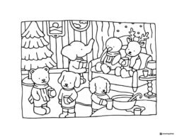 Bobbie Goods animals celebrating Christmas coloring page