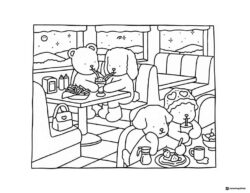 Bobbie Goods animals eating at a diner coloring