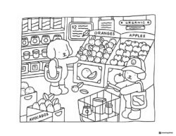 Bobbie Goods animals grocery shopping coloring page