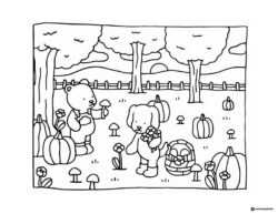 Bobbie Goods animals in pumpkin patch with flowers coloring