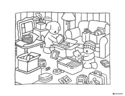 Bobbie Goods animals packing belongings coloring page