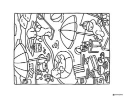 Bobbie Goods animals relaxing by a pool coloring