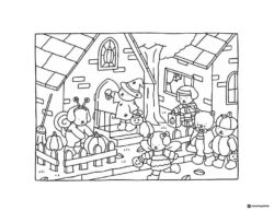 Bobbie Goods animals trick or treating at Halloween coloring
