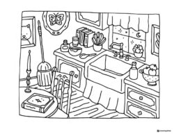 Bobbie Goods bear relaxing on beach chair coloring