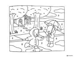 Bobbie Goods bears playing in the rain coloring
