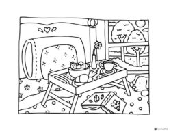 Bobbie Goods breakfast in bed with coffee and fruit coloring sheet