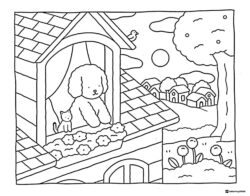 Bobbie Goods character looking out of window coloring