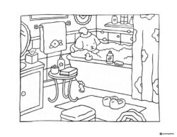 Bobbie Goods character taking a bubble bath coloring