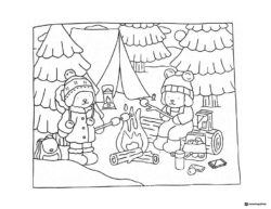 Bobbie Goods characters camping and roasting marshmallows