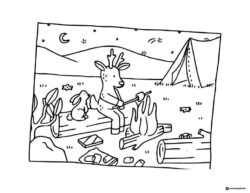 Bobbie Goods deer and bunny camping coloring page