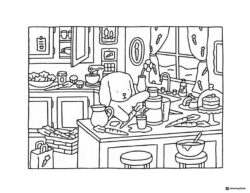 Bobbie Goods dog making juice in a kitchen