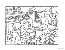 Bobbie Goods dogs doing laundry coloring sheet