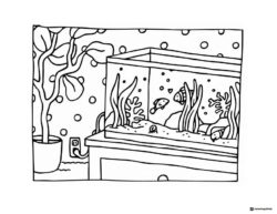 Bobbie Goods fish tank with plants and fish coloring