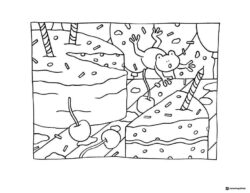 Bobbie Goods frog on large birthday cakes coloring