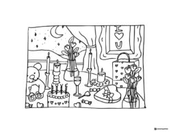 Bobbie Goods romantic dinner with cake coloring