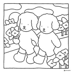 Bobbie Goods two characters walking among flowers