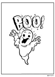 Boo Ghost Coloring Page with Sparkles