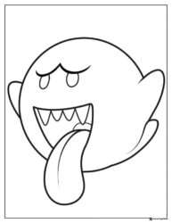 Boo from Mario sticking out tongue coloring page