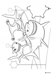 Bruce Anchor and Chum Sharks Coloring Page