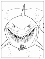 Bruce the Shark and Nemo Coloring Page
