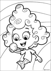 Bubble Guppies coloring page of Deema holding a ball