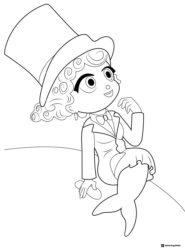 Bubble Guppies coloring page of Deema in a top hat and tuxedo
