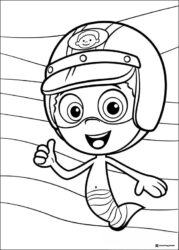 Bubble Guppies coloring page of Gil giving a thumbs up