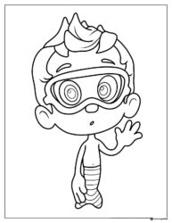 Bubble Guppies coloring page of Goby wearing swim goggles