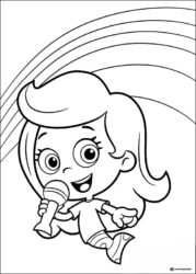 Bubble Guppies coloring page of Molly singing into a microphone