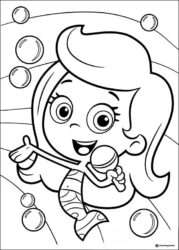 Bubble Guppies coloring page of Molly singing with bubbles
