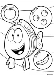 Bubble Guppies coloring page of Mr. Grouper with fruit bubbles
