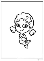 Bubble Guppies coloring page of a girl guppy with a star clip