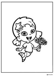 Bubble Guppies coloring page of a girl with flowers