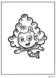 Bubble Guppies coloring page of a smiling Deema