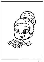 Bubble Guppies coloring page of a smiling Oona