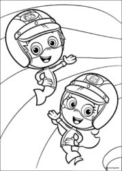 Bubble Guppies coloring page with Gil and Molly waving