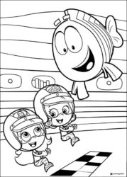 Bubble Guppies coloring page with Mr. Grouper Oona and Molly racing