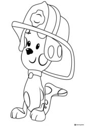 Bubble Guppies dog wearing a firefighter hat coloring page