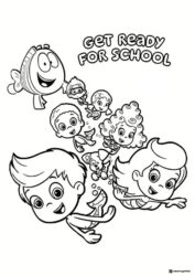 Bubble Guppies getting ready for school coloring sheet