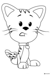Bubble Guppies sad cat wearing a collar coloring sheet