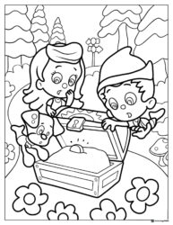 Bubble Guppies with treasure chest coloring page