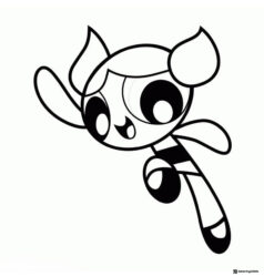 Bubbles Powerpuff Girl Coloring Page Flying