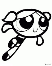 Bubbles Powerpuff Girl Coloring Page Mid Flight