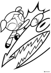 Bubbles Powerpuff Girl Coloring Page Punching