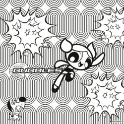 Bubbles Powerpuff Girl Coloring Page with Background