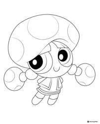 Bubbles Powerpuff Girl Mushroom Outfit Coloring Page