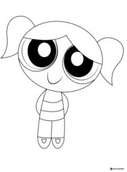 Bubbles Powerpuff Girl standing happily Coloring Sheet